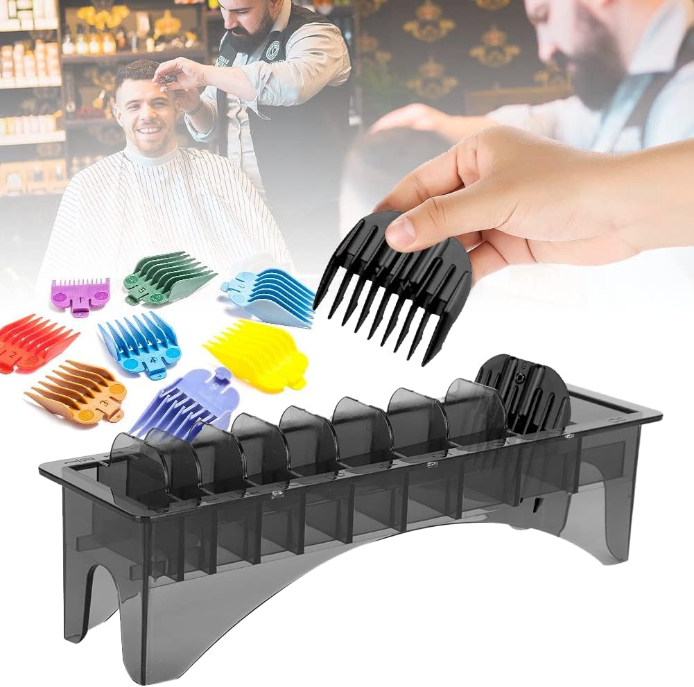 Guide Comb Storage Box, Rectangular Plastic Universal 10 Grid Base for Electric Hair Clipper Limit Comb Hair Tools Supplies Storage Organizer Guide Comb Storage Case Container Box for Barbershop Use