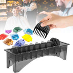 Guide Comb Storage Box, Rectangular Plastic Universal 10 Grid Base for Electric Hair Clipper Limit Comb Hair Tools Supplies Storage Organizer Guide Comb Storage Case Container Box for Barbershop Use