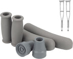 Replacement Crutch Pads, Padding for Walking Arm Crutches, Crutch Accessory Replacement Kit with Hand Grips Covers Crutch Hand Grip and Crutch Tips, Fits Standard Aluminum Crutches, 6 Pieces