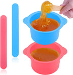 cobee 2 Pcs Silicone Wax Pot Liners, Silicone Wax Warmer Liner Non stick Wax Bowl for Wax Warmer Wax Melt Warmer with 2 Pcs Wax Spatula Sticks for Hair Removal Compatible with 16 oz Waxing Kit