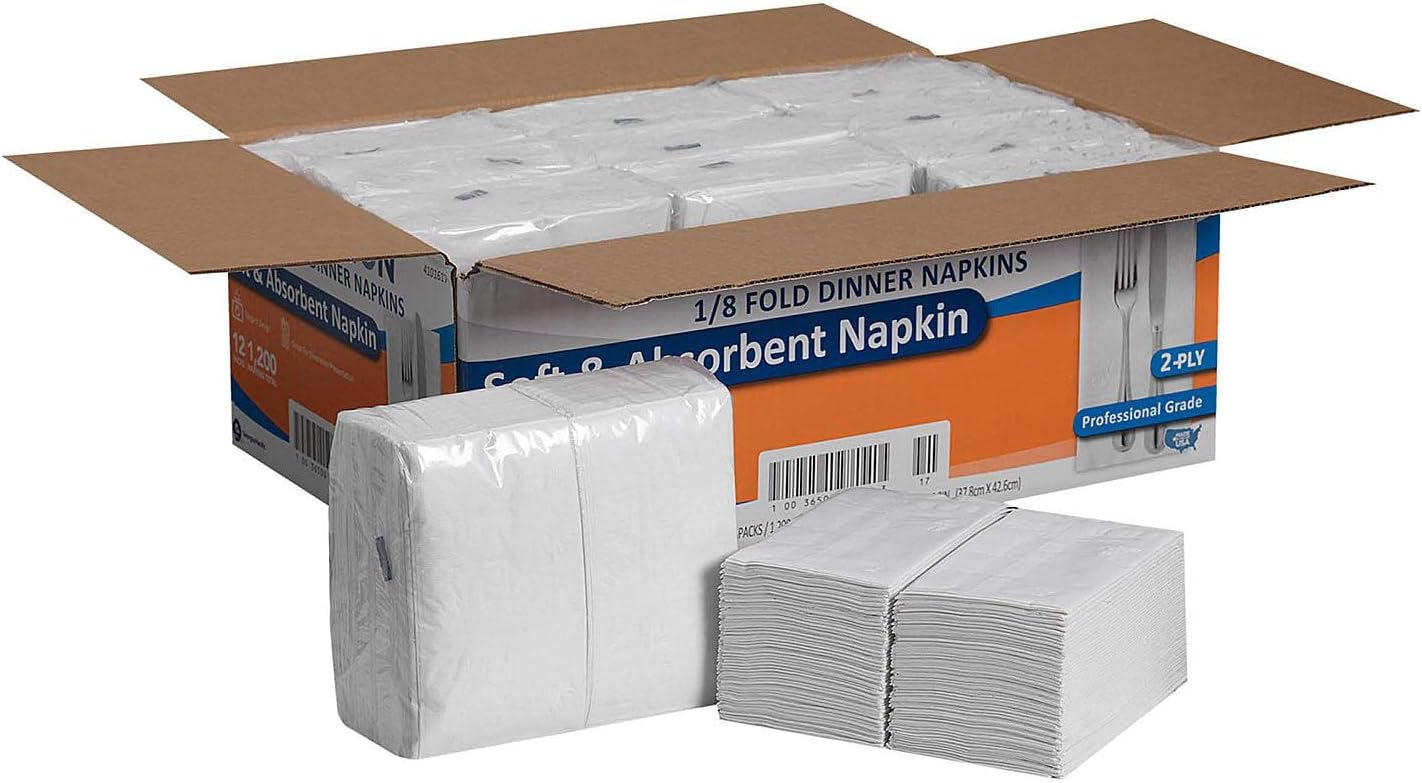 Marathon 2-Ply Dinner Napkin, 17" x 15", White, 1200/Pack, 12 Packs/Carton. A1