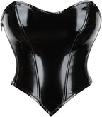 SHYMMUO Women Black Corset Tops Satin Summer Going Out Strapless Bustier Crop Top for Party,Gothic,Halloween Costumes