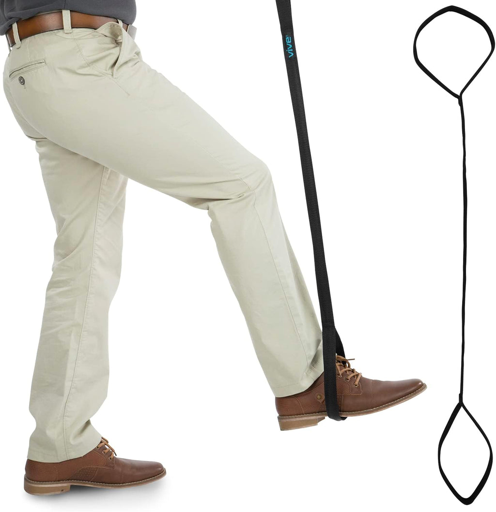 Vive Leg Lifter Strap (44 Inch) - Rigid Foot Loop, Hand Grip for Adult, Senior, Elderly, Handicap, Disability, Pediatrics - Long Band Mobility Aid for Car, Bed, Couch, Hip Replacement, Wheelchair