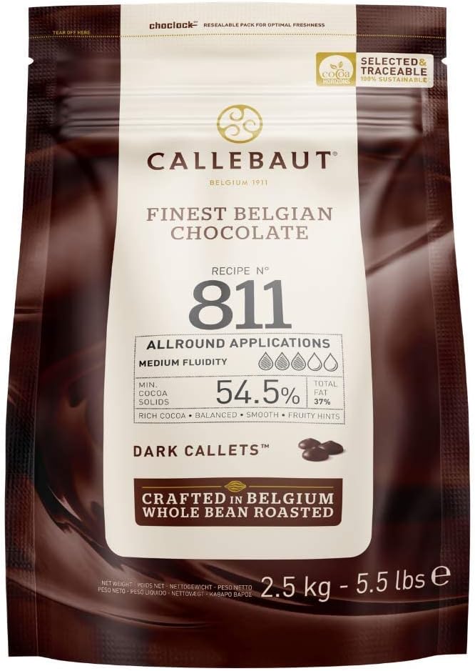 Callebaut Belgian Dark Couverture Chocolate Semisweet Callets, 54.5% - 5.5 Lbs