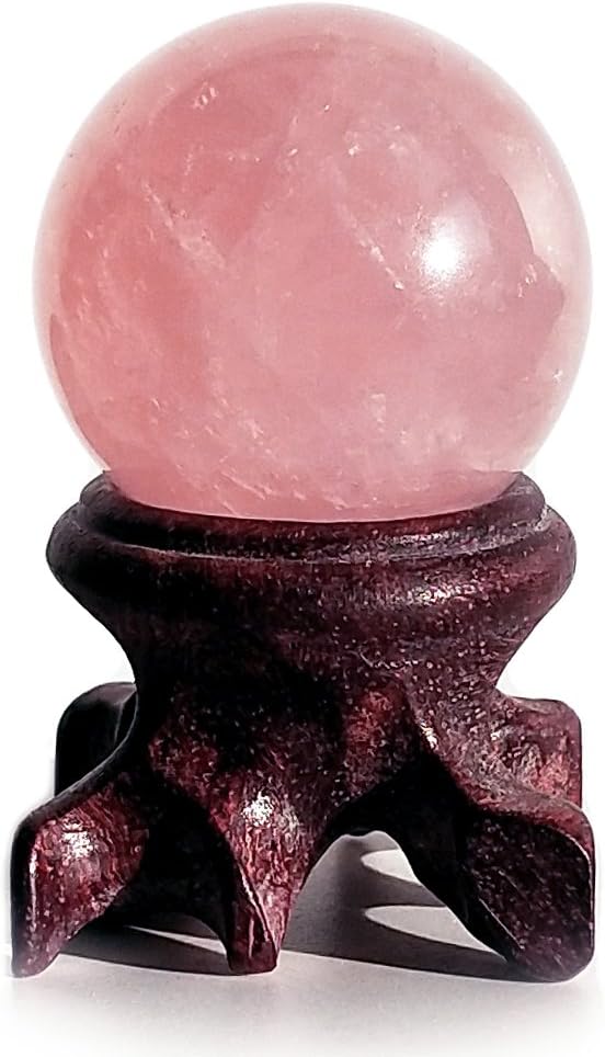 Polar Jade Rose Quartz Crystal Ball – 1.2" Pink Crystal Sphere for Meditation, Feng Shui, Chakra Healing, Divination, and Home Décor