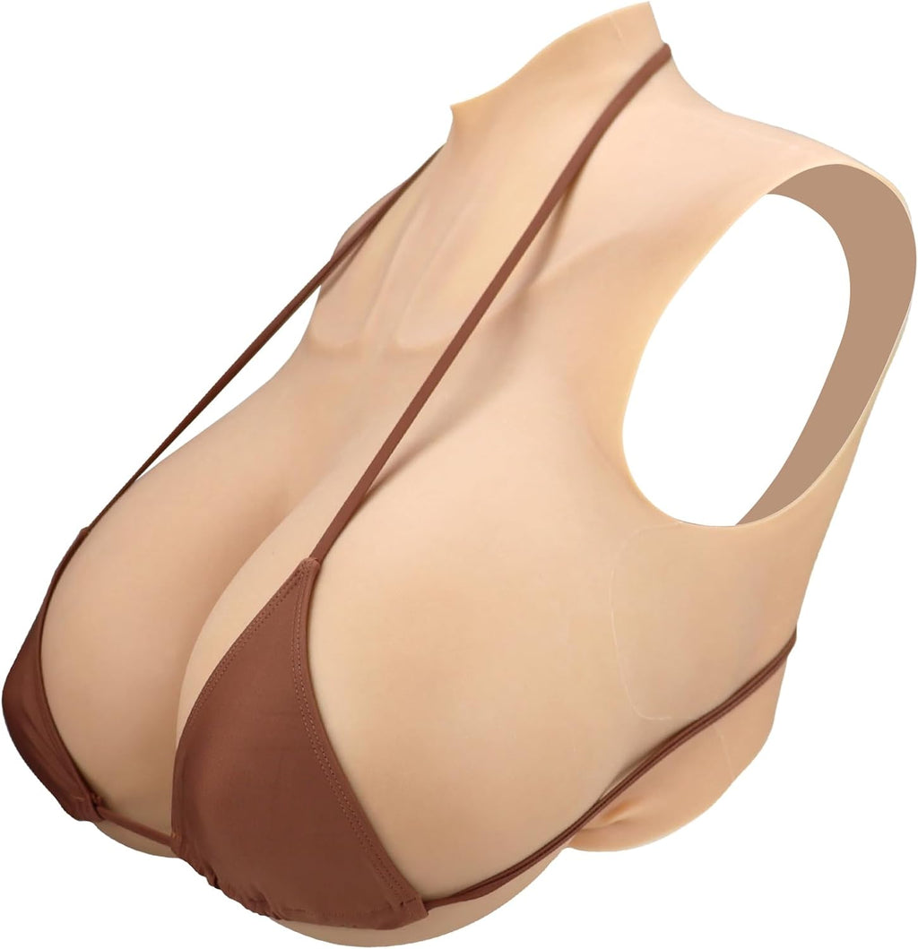 Silicone Breastplate for Stage & Performance, G K Z Cup (Fair, Nude, Brown), Used by Crossdressers & Drag Queens