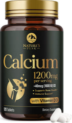 Calcium 1200 mg Per Serving with Vitamin D3 - Bone Health Supplement, Vitamin D & Calcium Supplements for Women & Men - Bone, Teeth & Immune Support, Nature's Calcium Pills, Bottled USA - 120 Tablets