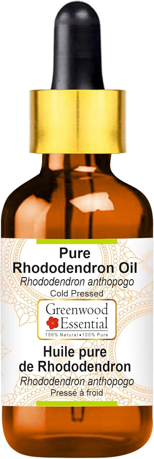 Greenwood Essential Pure Rhododendron Oil (Rhododendron anthopogo) with Glass Dropper Cold Pressed 5ml (0.16 oz)