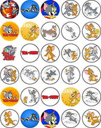30 x Cupcake Toppers Themed of Cartoon Cat and Dog Collection - Edible Cake Decorations | Uncut on Icing Sheet