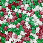 Dynastang 10mm Red & Green & White Stars Sprinkles Edible Stars Cake Decorating Stars Cake Decorations Cupcake Toppers Cookie Decorating Perfect for Cakes, Cupcakes, Desserts Toppings 3OZ