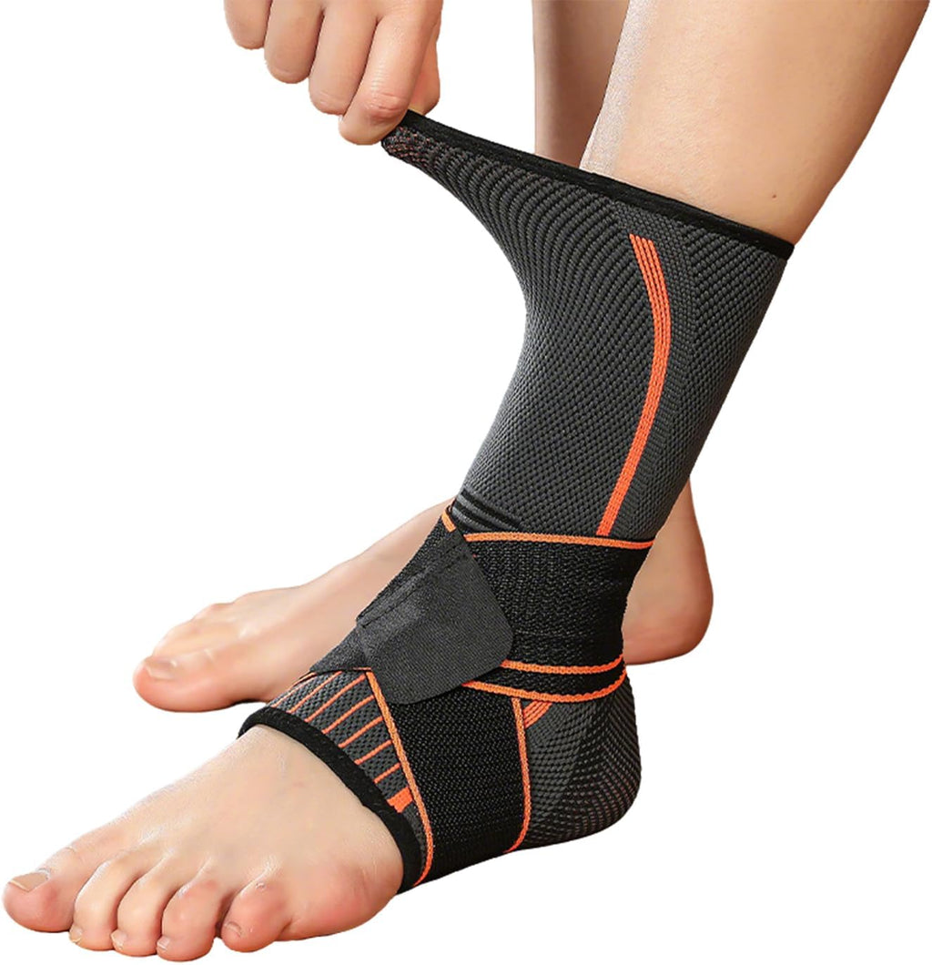 1 Pair Ankle Braces for Men & Women, Ankle Compression Sleeve Plantar Fasciitis Brace Plantar Fasciitis Relief, Arch Support Socks Ankle Brace for Sprained Ankle (Orange, Medium)