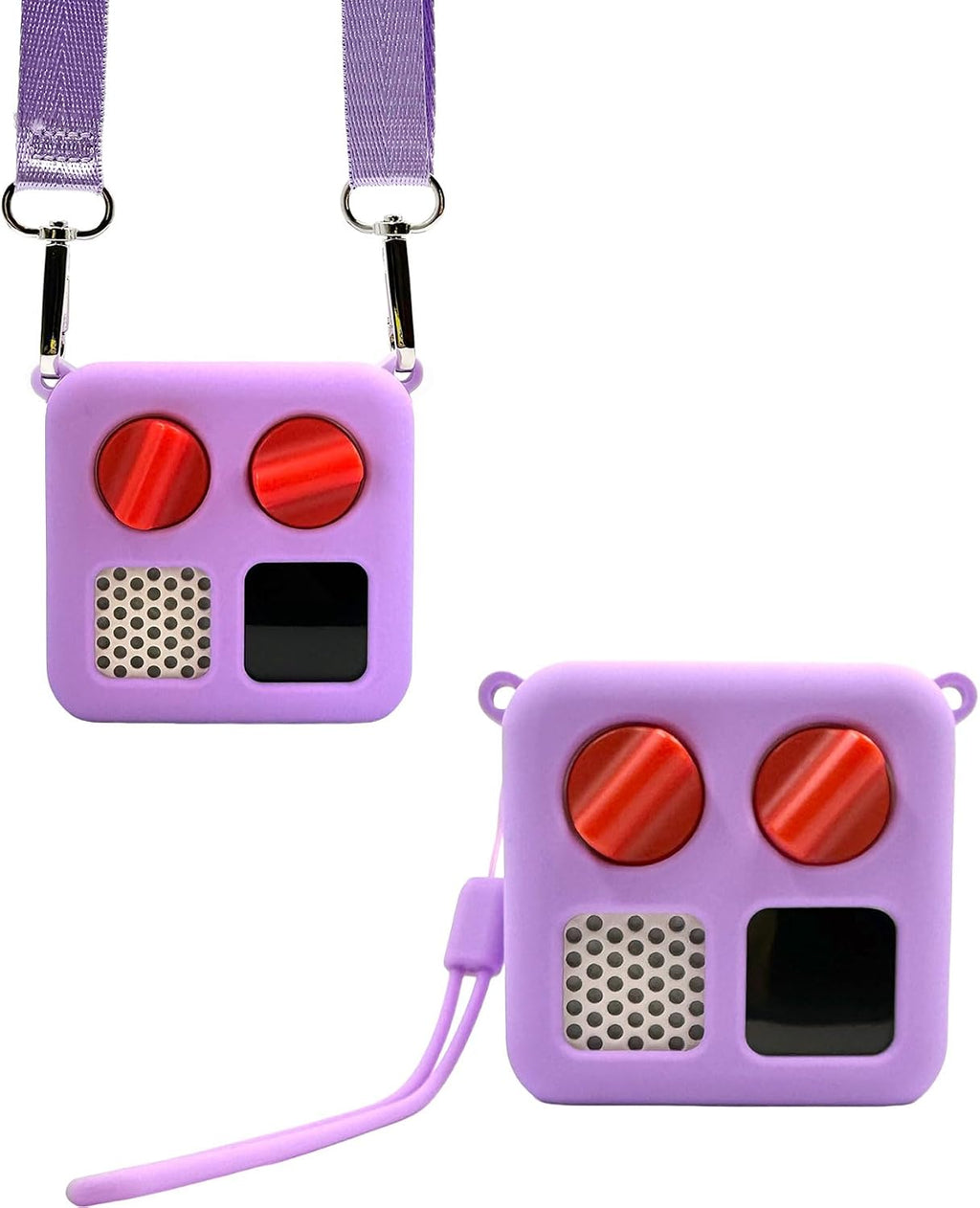 Upgraded Silicone Case with Shoulder Strap for Yoto Mini Adventure Jacket Yoto Accessories Protective Silicone Cover with Wrist Lanyard, Light Purple