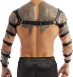Men's Body Chest Harness Belt Adjustable PU Leather Punk Arms Chest Harness Bondage Strap, BDSM Cosplay Costume Bar Nightclub Party Club Masquerade Fetish Clubwear