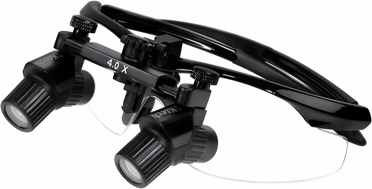 Ergonomic Dental Loupes 4.0X 450mm, Ergo Surgical Loupes Magnifying Glasses with Adjustable Pupil Distance & Pupil Height
