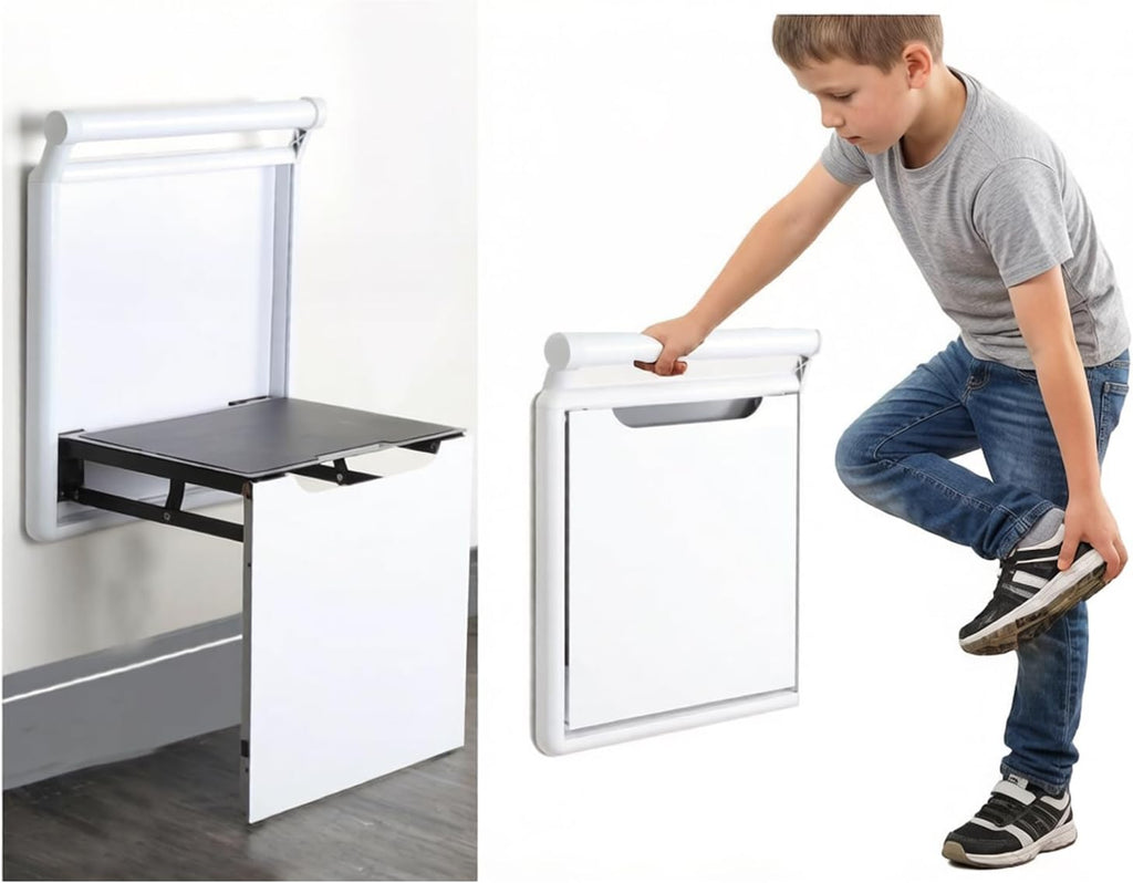 Foldable Wall-Mounted Stool Armrest,Shower Seat with Handle,Shoes Changing