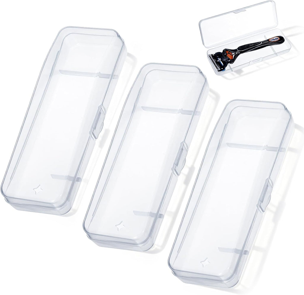 4 Pack Manual Razor Travel Case, Universal Portable Shaver Storage Box, Clear Plastic Shaver Storage Box for Men Razors And Blade Refills Kit