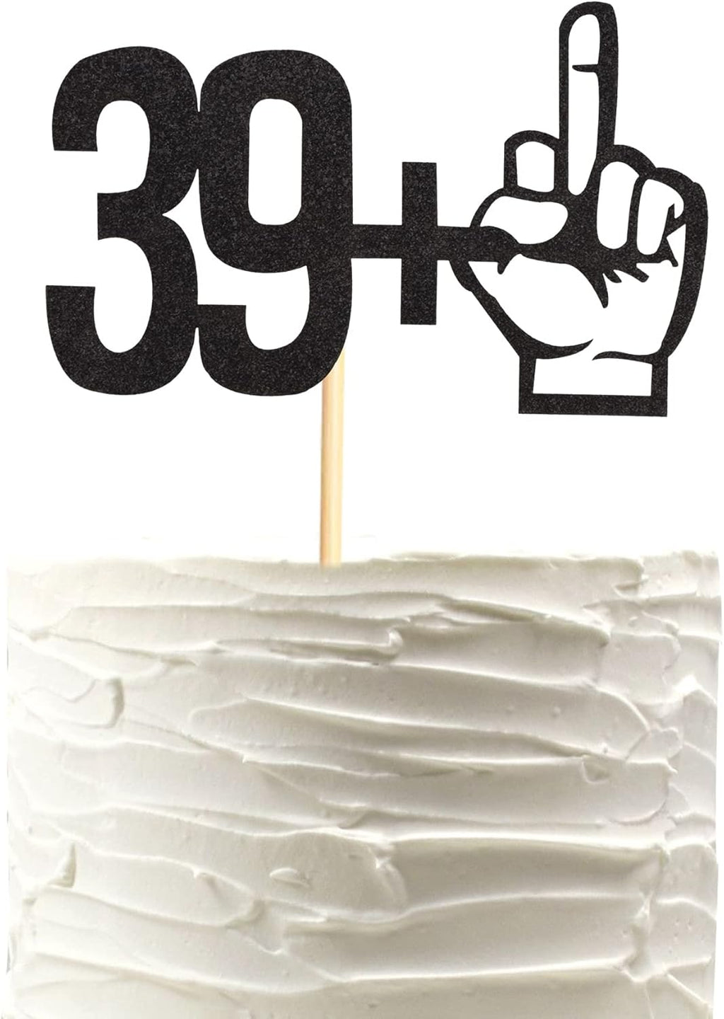 39 +1 Black Glitter Cake Topper - 40th Birthday Party Decorations - Funny Forty Years Old Birthday Party Supplies