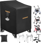 Walker Covers Waterproof，Heavy Duty 420D Cover for Rollator Walker,Universal Cover for Walker & Rollators with Wheels,Rollator Accessories with 4 Reflective Strips,4 Windproof Buckles,Air Vent