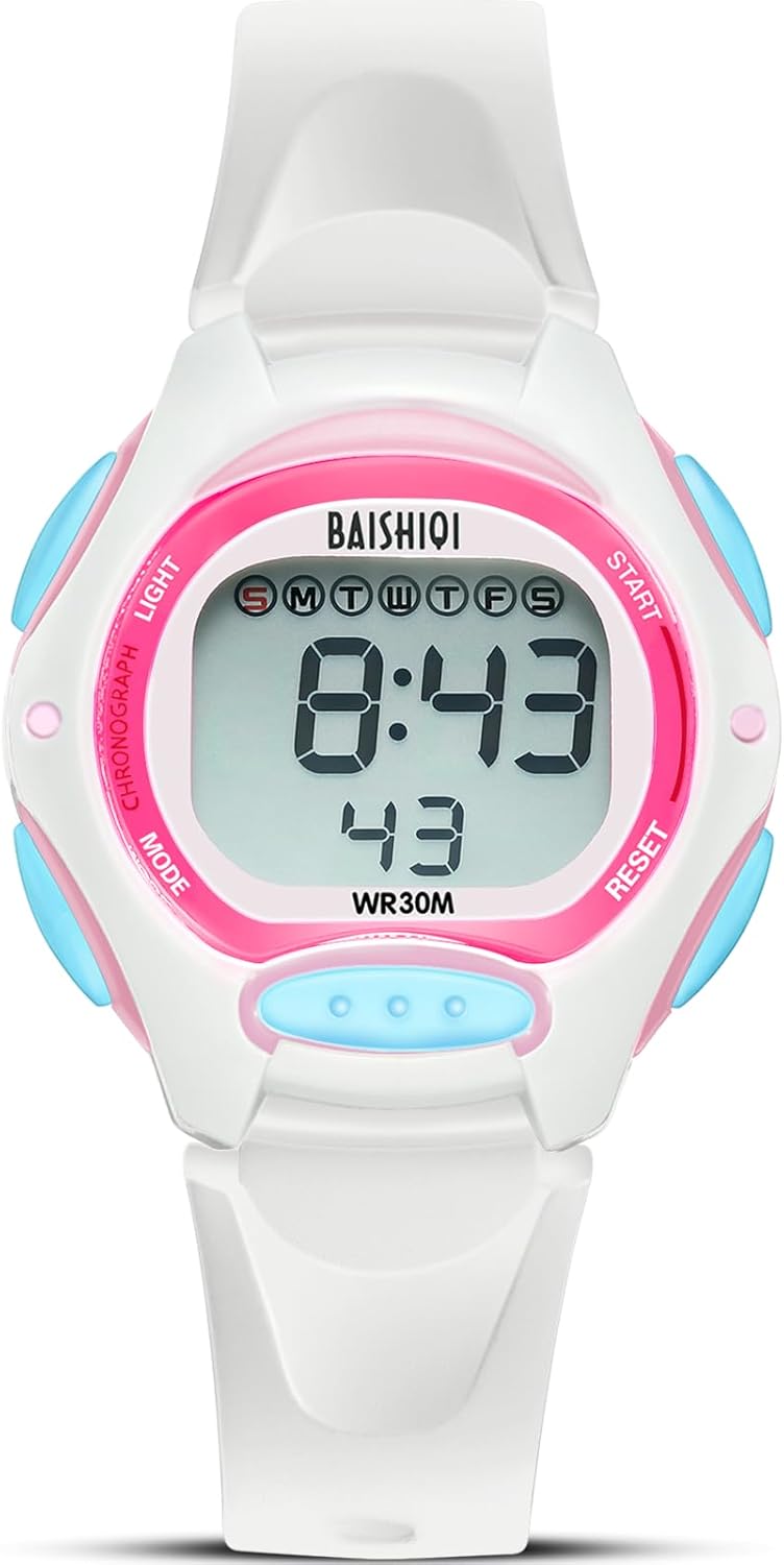 Kids Watch Digital for Girls Boys Teenagers Sport Outdoor Waterproof Analog Watch for Children with Silicone Band Stopwatch with EL Backlight/Timer/Alarm/Date