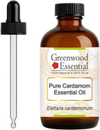 Greenwood Essential Pure Cardamom Essential Oil (Elettaria cardamomum) with Glass Dropper Steam Distilled 120ml (4 oz)