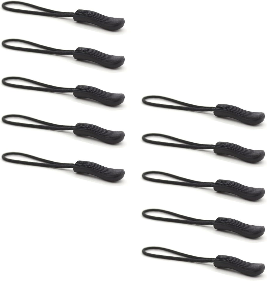 Upgraded Zipper Pulls, 10PCS Black - Premium Replacement for Luggage, Backpacks, Jackets, Purses, Handbags