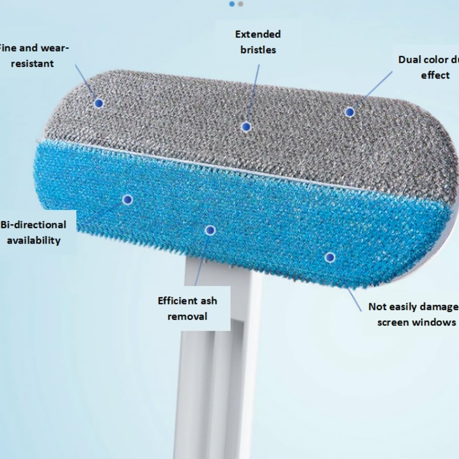 Three in One Non-Disassembly Screen Brush, Glass Scraper, Double-Sided Dry and Wet Cleaning Tool, Gap Brush, Multi-Functional (Grey White)