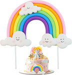 Exquisite Soft Pottery Rainbow Cake Topper - Vibrant Decoration for Magical Rainbow-Themed Birthday Parties & Weddings!(Clouds)