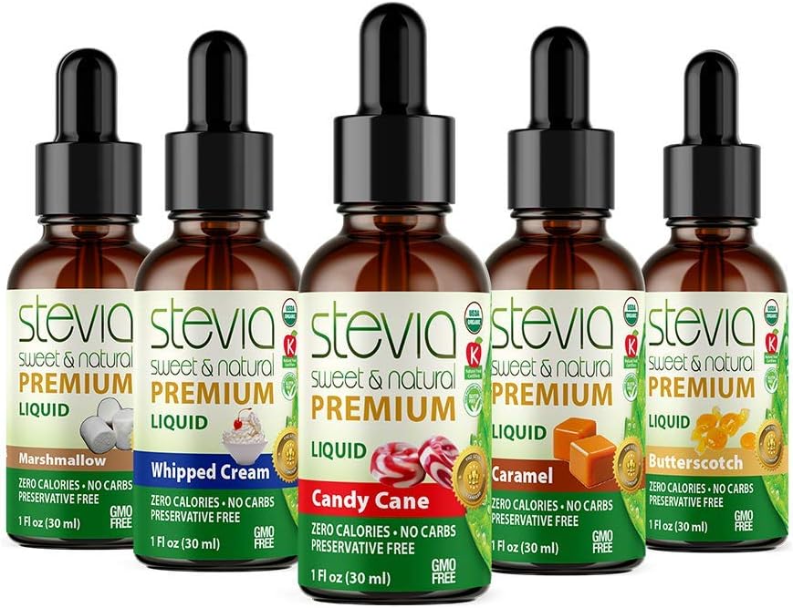 Stevia Intl - (Pack of 5) Wonka Land Bundle. Stevia Liquid Drops with 5 Flavors. All Naturally Sweet, Non-Bitter, No Sugar Added, 0 Carb, 0 Calorie, Non-GMO, Vegan, Diabetic & Keto Friendly (1oz)