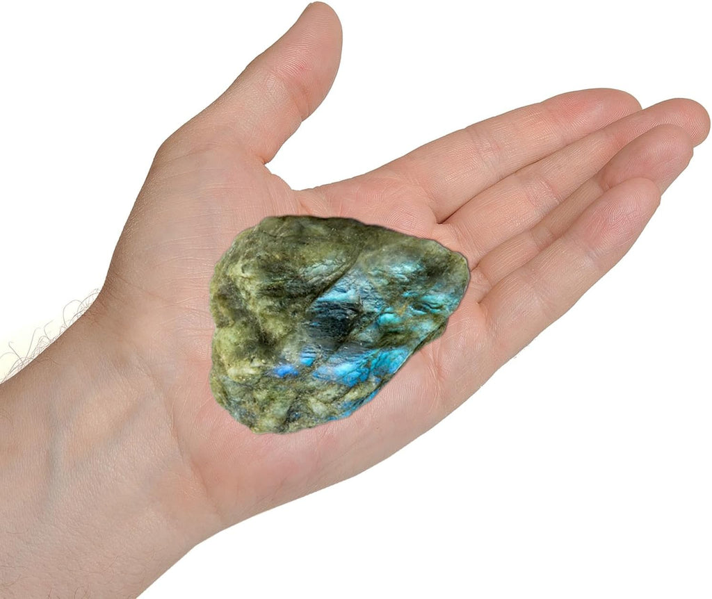 Erliway 2-3'' Labradorite Raw Crystals, Natural Rough Crystals and Healing Stones, Crystal Rocks and Gemstones for Tumbling Cabbing Fountain Rocks Decoration Wire Wrapping Reiki (0.15-0.22lb)