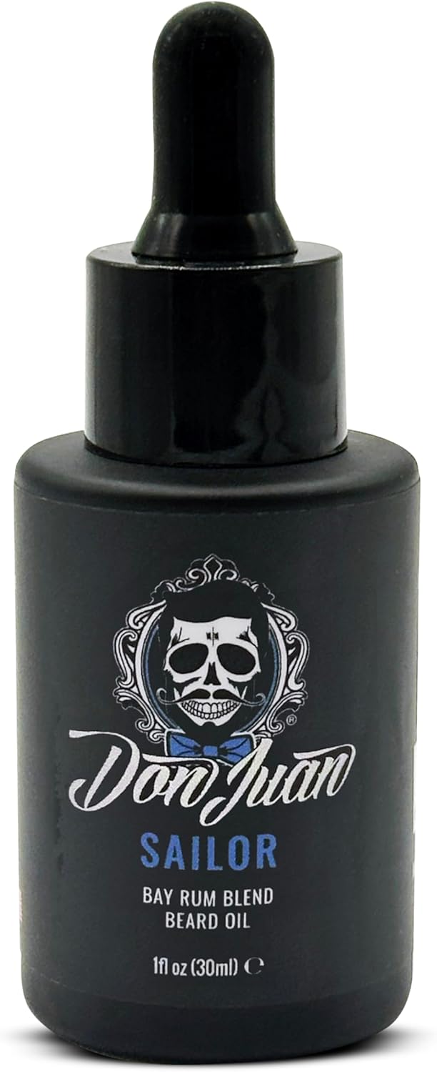 Don Juan Sailor Bay Rum Beard Oil And Conditioner - 100% Organic - Unique Blend Of Natural Oils Jojoba, Argan, Vitamin E, And More - Naturally Scented 1oz