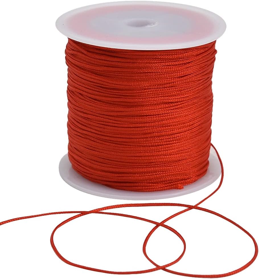 TONIFUL 1mm x 100 Yards Red Nylon Cord Satin String for Bracelet Jewelry Making Rattail Macrame Trim Cord Necklace Bulk Beading Thread Kumihimo Chinese Knot Craft