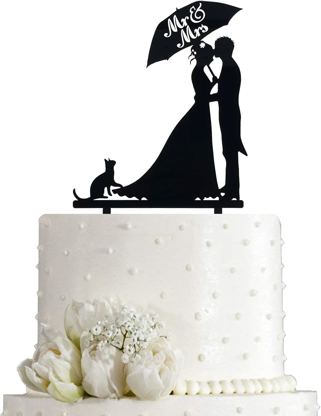 Mr and Mrs Cake Topper for Wedding Anniversary Cake Toppers Decorations, Black Acrylic