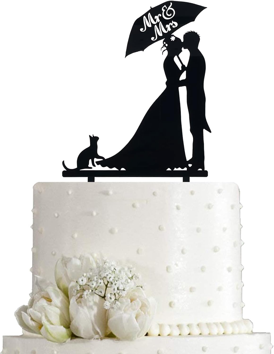 Mr and Mrs Cake Topper for Wedding Anniversary Cake Toppers Decorations, Black Acrylic