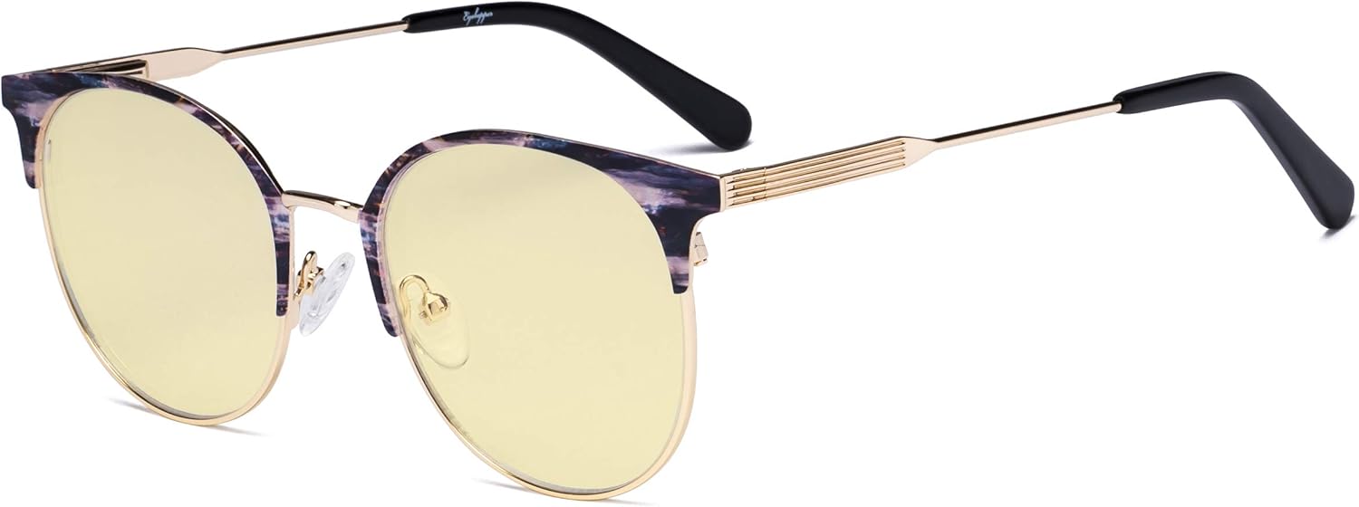Eyekepper Ladies Round Blue Light Blocking Glasses - Anti Blue Rays Reduce Glare UV Filter Computer Eyeglasses Women