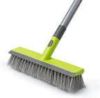 Floor Scrub Brush 2 in 1 Scrape and Stiff Bristle Deck Brush for Cleaning Concrete, Patio, Garage, Kitchen, Carpet and Bathroom 57" Long Handle