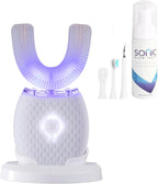 Automatic Toothbrush for Adults Ultrasonic Toothbrush Rechargeable Waterproof Design with Soft Bristles 30s Timer Wireless Charging Portable Travel Home Use (White)
