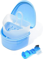 Y-Kelin Denture Retainer Cleaner Kit, Denture Cleaning Case with Denture Brush (Blue)