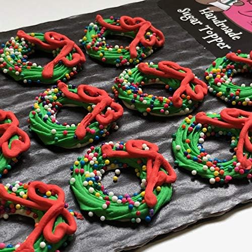 Christmas Wreath 12 pc Edible Royal Icing Cupcake Topper by BakersDozenToGo (Choose Style Below)