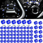 66X Motorcycle Engine Bolt Topper Caps Cover Compatible with for Harley Touring Road Street Glide Twin Cam (Blue)
