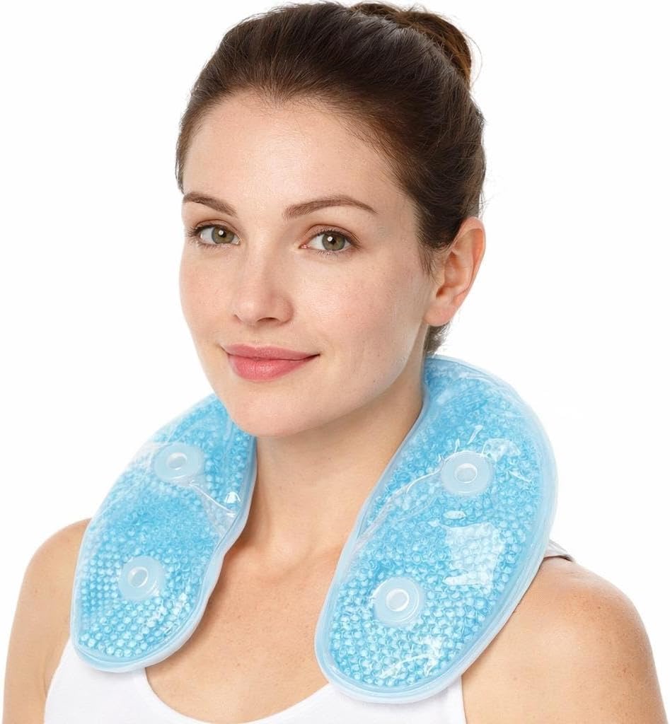 Gel Bead Neck & Shoulder Wrap for Pain Relief – Plush U-Shaped Therapy Pad - Reusable Hot & Cold Compress Therapy for Swelling & Injuries