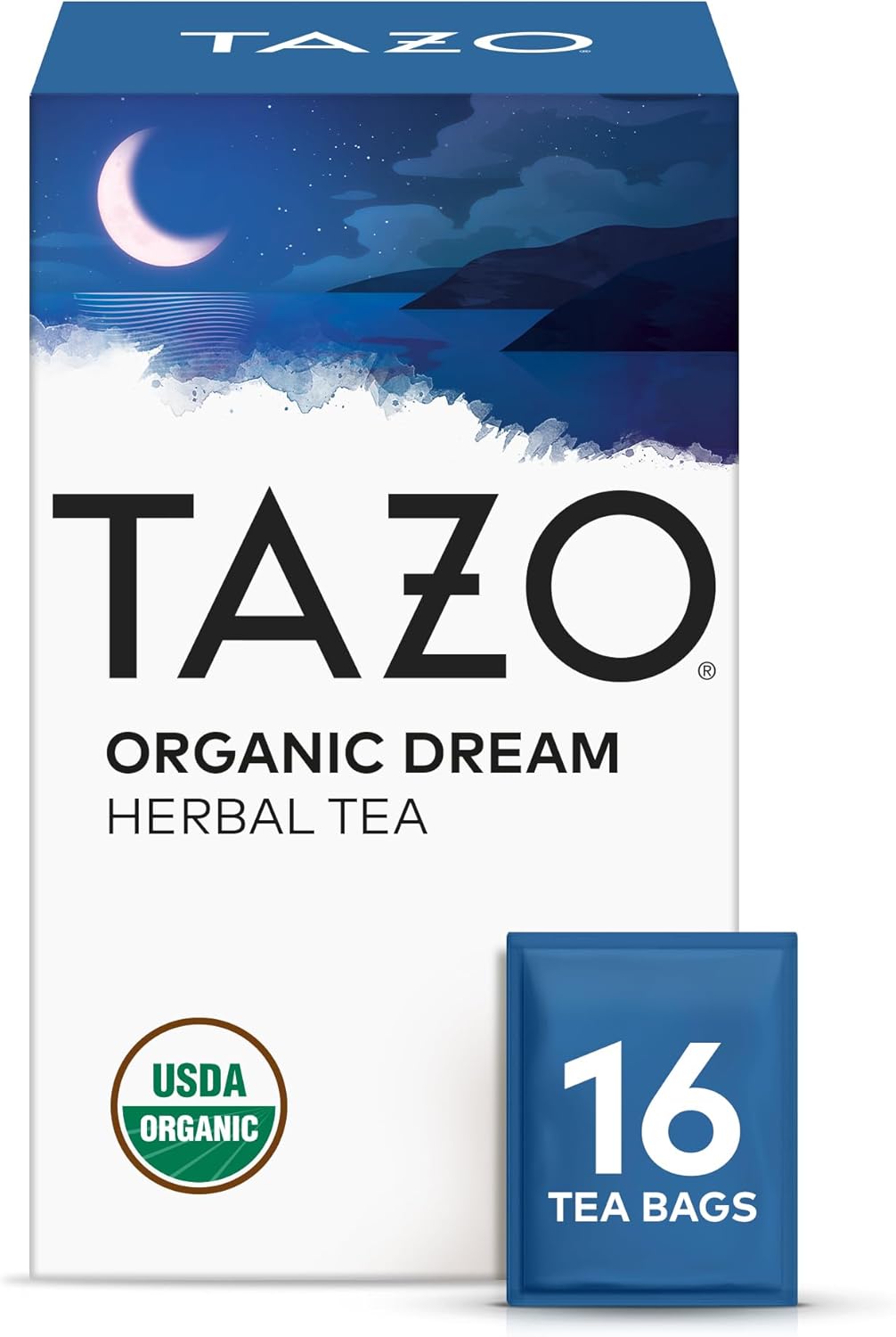 TAZO Organic DREAM Herbal Tea Bags, Caffeine-Free Bedtime Tea, Relaxing Chamomile and Lavender Blend, 16 Total Tea Bags