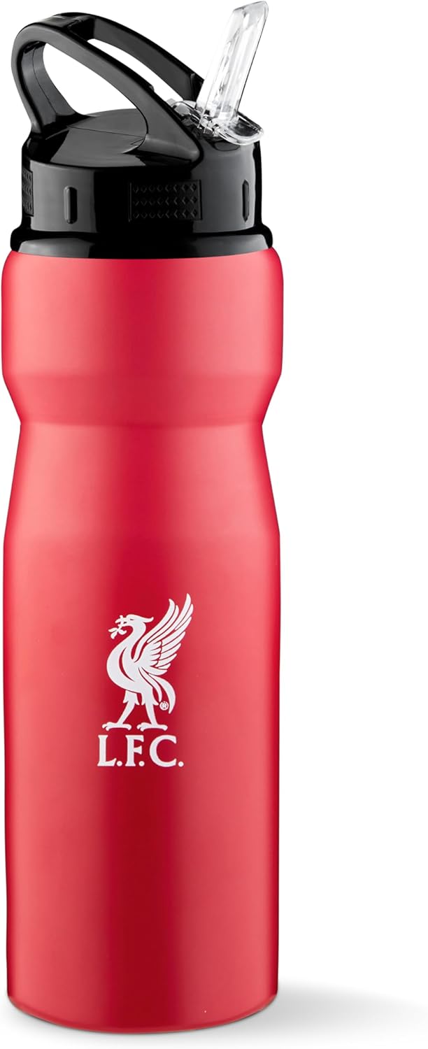 Liverpool FC Metal Water Bottle - Red 750ml with Straw