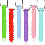 6 Pack Mace Chew Necklace for Sensory Kids, BPA Free, Food-Grade Silicone Oral Motor Aids Chew Necklace Sensory for Autism, ADHD, Anxiety, or Other Special Needs