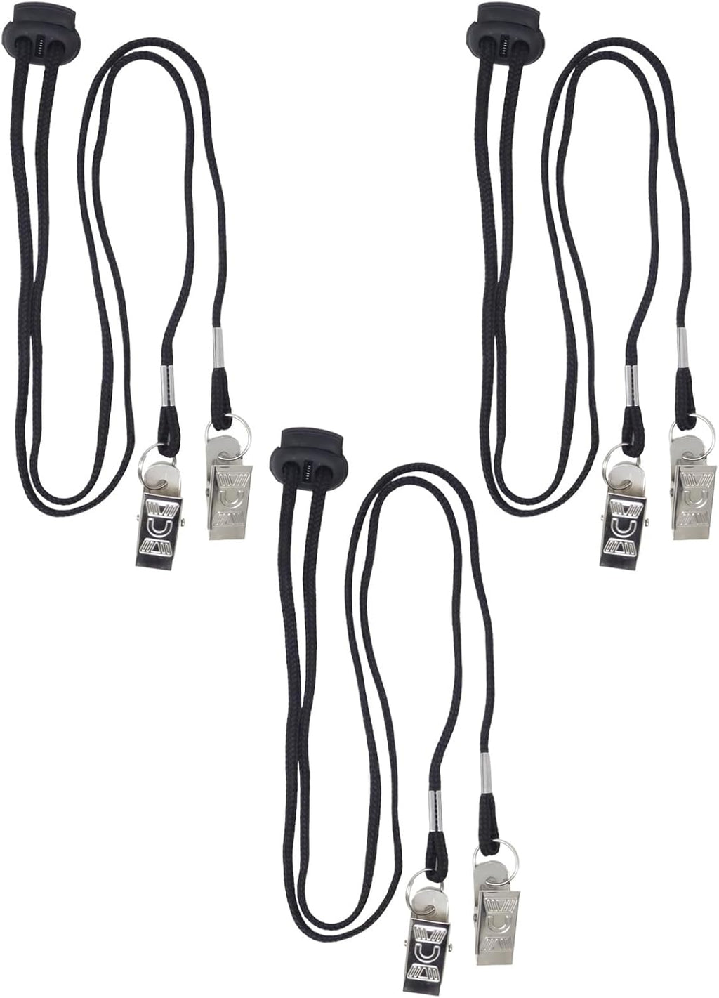 3pcs Black Adjustable Napkin Holders Lanyard Neck Strap Chain Clip Adjustable Napkin Bib Towel Clips For Elderly Adult Baby