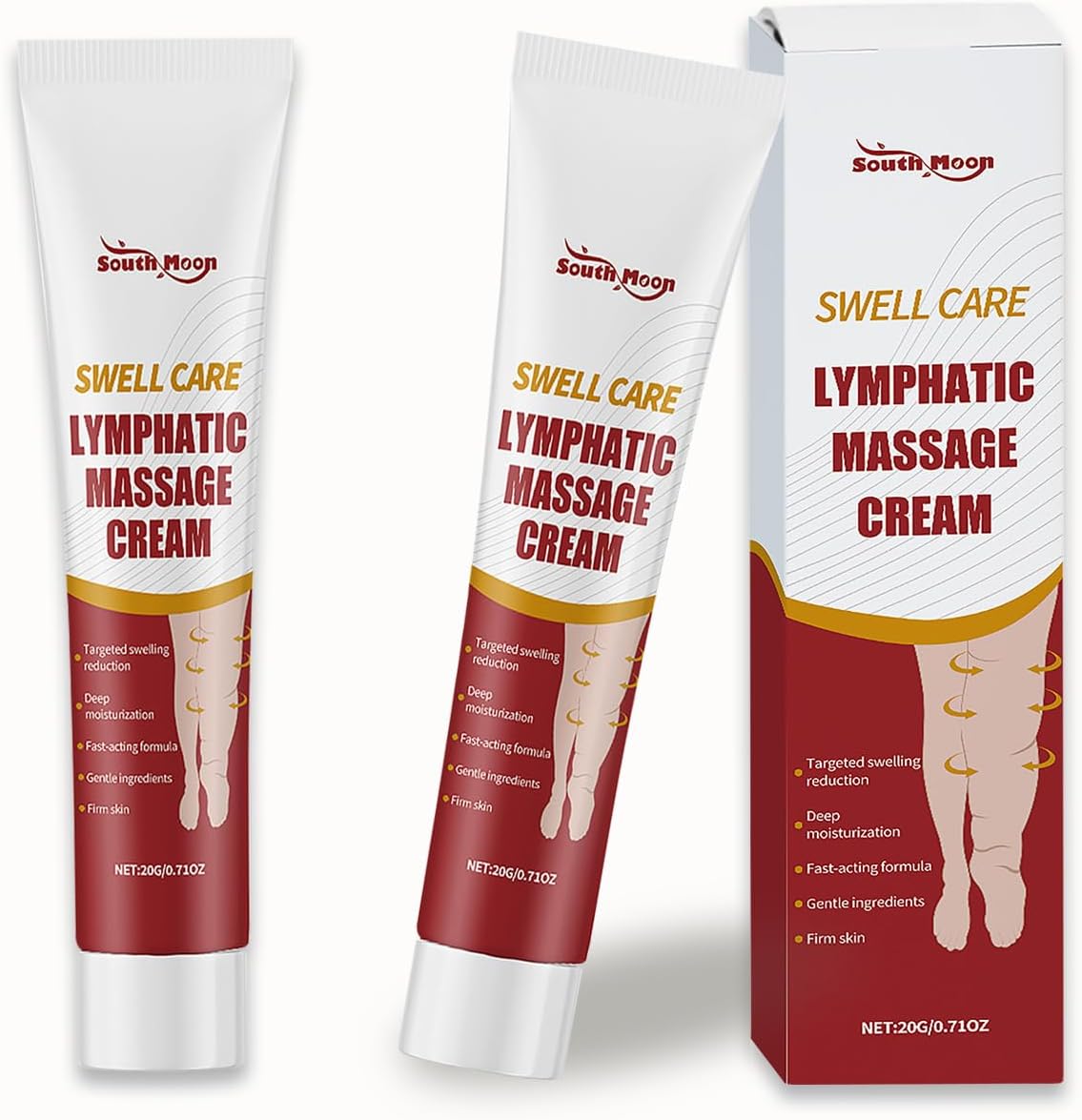 South Moon Swell Care Lymphatic Massage Cream, Bruising & Swelling, Tummy Tuck, Liposuction Post Surgery Recovery, Targeted Swelling Reduction,Thigh Skin Laxity (40G/1.41 OZ)