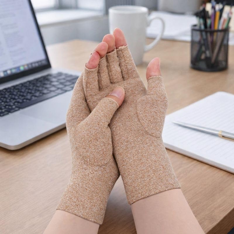 Arthritis Gloves - Compression Fingerless Joint Pain Relief Hand Mitten Warmth Carpal Tunnel Glove for Women Men