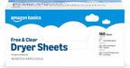 Amazon Basics Dryer Sheets, Free & Clear, Laundry Fabric Softener, Hypoallergenic, 160 Count