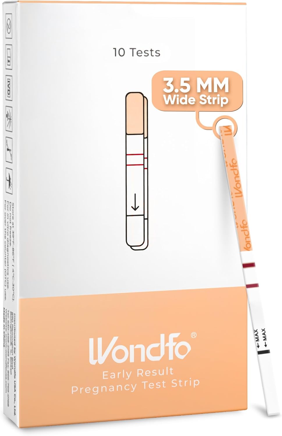Wondfo 3.5mm Early Result Pregnancy Test Strips - Get Results 6 Days Sooner Than Missed Period-Sensitive and high-Accuracy HCG Testing Kit at 10 MIU/ml Cut-Off -[10 Packs]