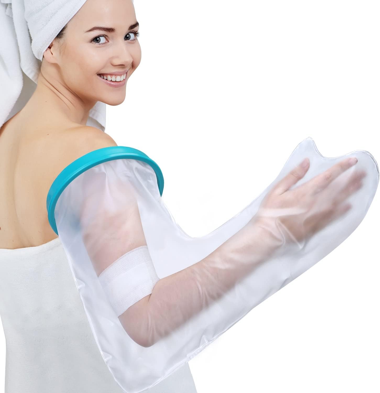 Full Arm Cast Cover for Shower Adult, 100% Waterproof Cast Shower Cover Arm, Soft Comfortable Cast Bag Cast Protector, Watertight Seal to Keep Wounds Bandage Dry, Reusable