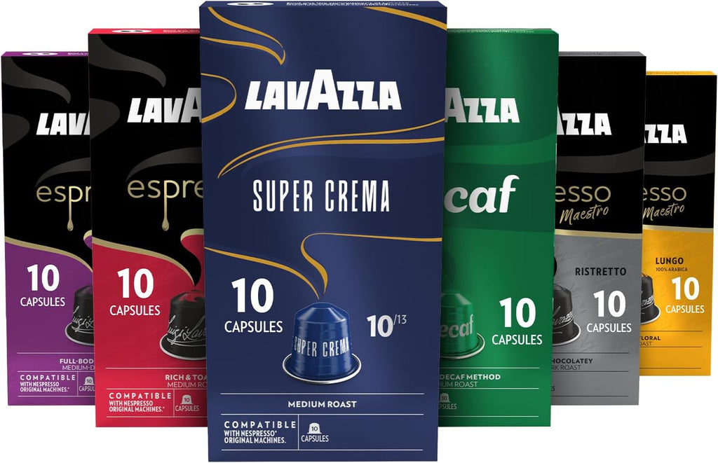 Lavazza Espresso Favorites Collection of Aluminum Capsules Compatible with Nespresso* Original Machines, Contains Light, Medium, and Dark Espresso Roast (60 Capsules)